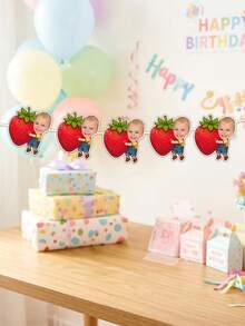 Custom Children's Tropical Fruit Face Banner, 1st Birthday Hanging Flag, Summer Yard Decoration Garland, Baby Shower Party Decor, Tutti Frutti Party Favors, Children's Milestone - Multicolor - View 5