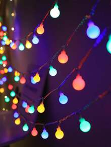 1pc 1.5m~6m White Spherical String Lights, Battery Powered, Indoor Decoration LED Fairy Lights, Suitable For Bedroom Decor, Room Wall Decor, Wedding Party Decor, Outdoor Garden Tree Decor Ball String Lights, Camping Tent Decor String Lights - White - View 15