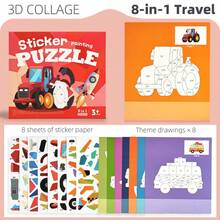 Children's 3D Puzzle Sticker Book - Portable Quiet Book, Montessori Preschool Activity, Develops Creativity And Motor Skills, Birthday Gift - Multicolor - View 14