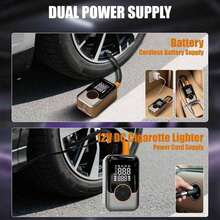 Portable Tire Inflator With Digital Pressure Gauge, LED Light And Multiple Nozzles, Suitable For Cars, Motorcycles, Bicycles And Other Inflatables, 1500mAh 7.4V - Black - View 4