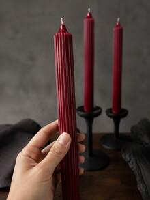 Set 4 Lilin Aromaterapi Bergaris Vertikal Warna Burgundy, Lilin Aromaterapi Bebas Asap, Terbuat dari Lilin Kedelai, Cocok untuk Pernikahan, Lilin Dekorasi Rumah - Lilin untuk joran pancing - View 5