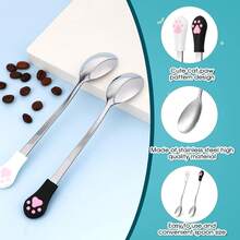 2 Pcs Dog Cat Spoon Wet Food Storage Pet Feeder Small Spoon Pet Can Spoons Stainless Steel Can Scoop Long Handle Food Scoop Portable Scoops For Cute Scoops Fit Feed Canned (White And Black) - White - View 6