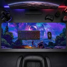 Cosmic Starry Sky Camping Landscape Extended Gaming Mouse Pad, Large Anti-Slip Rubber Waterproof Keyboard Desk Mat, Suitable For PC Laptop Gaming Office Desktop Decoration - View 2