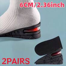 QKC 1 Pair/2 Pairs Men's Soft, Comfortable Air Cushion Shock Absorbing, Breathable & Sweat-Absorbing Boots, Leather Shoes, Half Insoles - Black (2 Pairs) - View 6