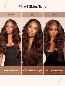 UNice Mocha Brown 13x4 Pre Everything Lace Front Loose Wave Glueless Wig With Drawstring Fit For All Sizes Transparent Lace Auburn Brown 150% Density Put On And Go Wig Pre Plucked Pre Cut Bleached Knots Ready To Wear - S4 - View 6