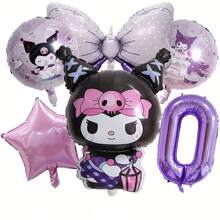 New Cartoon Purple Character Aluminum Foil Balloons With Numbers 1-9, Cute Cartoon Theme Birthday Party Decoration Props, Atmosphere Photo Decor, Number & Bow Balloon Combo Set - As Shown In the Figure - View 18