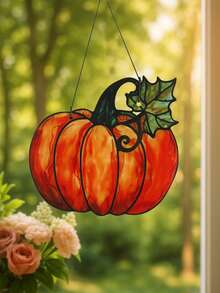 1pc Vintage Maple Leaf Pumpkin Window Hanging Decor, Rustic Farmhouse Style Autumn Halloween Thanksgiving Harvest Pendant, Cozy Fantasy Indoor Wall Decoration, Halloween Trick Or Treat Autumn Festival Entryway Home Party Window Photo Prop Hanging Ornament Gift - Multicolor 17 - View 11