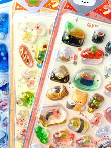 15pcs Original Q-Lia 3D Puffy Epoxy Stickers Kawaii Cartoon Raised Bubble Sticker DIY Journal Phone Case Kids Toy Decoration - Multicolor - View 3