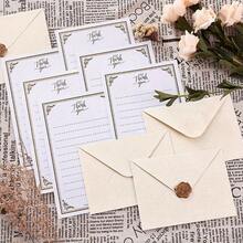 10pcs/Set (5 Envelopes + 5 Seal Stickers) Minimalist Beige Large/Small Premium Textured Linen Pattern Envelope And Seal Sticker Set, Handwritten Love Letter, Thank You Card, Greeting Card Envelope Set - 10Pcs - View 7