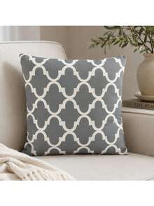 Cojín Decorativo 45 x 45 cm con Relleno Incluido, Funda con Diseño Geométrico Moderno, Cierre Invisible, Suave al Tacto, Ideal para Sala, Sofá, Sillón, Cama, Recámara, Hogar, Oficina y Decoración de Interiores - Gris - Ver 1