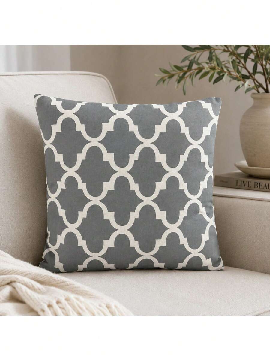 Cojín Decorativo 45 x 45 cm con Relleno Incluido, Funda con Diseño Geométrico Moderno, Cierre Invisible, Suave al Tacto, Ideal para Sala, Sofá, Sillón, Cama, Recámara, Hogar, Oficina y Decoración de Interiores - Gris - Ver 1