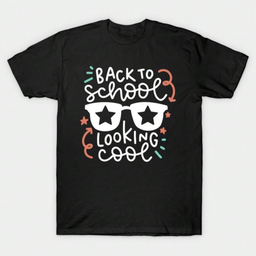Back To School Grafik-T-Shirt Lässiges Kurzarm-Shirt für Schüler Unisex T-Shirt - Schwarz - Übersicht 1