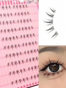 Asiteo 100pcs C-Curl Butterfly Style Lower Eyelashes, Suitable For Beginners, Camera-Ready Lower Eyelashes, Glue-Free Design, Doll Eye Style, Cute Cartoon Series Segmented Lower False Eyelashes - C - View 3