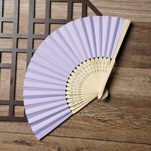 1pc Wedding Party Paper Fan, Bride Handheld Folding Fan, Bamboo Handheld Folding Fan, DIY Hand-Painted, Suitable For Bridal Shower, Bridesmaid Gift, Party Decoration - Pink - View 8