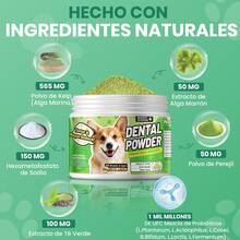 MEGNETA Polvo para el cuidado dental de perros y gatos | Mezcla de hierbas naturales y probióticos | Dientes limpios, aliento fresco | Dientes y encías saludables | Fácil de usar | Sabor a menta - Paquete de 1-Dos Botellas - Ver 7
