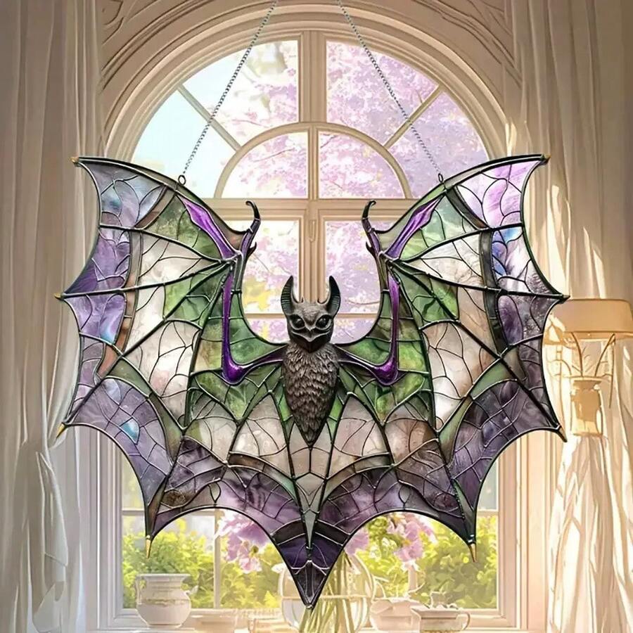 Modern Acrylic Bat Catcher Colorful Glass Style Window Hanging Decor Multi-Functional Halloween Decoration - Multicolor - View 1