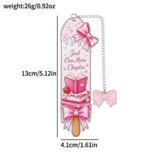 Kawaii Pink Bow Popsicle Shaped Metal Bookmarks, Fantasy Romance Reader Printed Stainless Steel Page Marker With Decorative Bow Chain, Cute Literary Souvenir For Teen Girls - Square - View 17