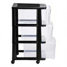 Office Cabinet - Black Multipurpose Organizer With Wheels - View 9