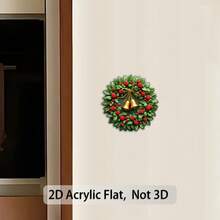 1Pc, 2D, Christmas Wreath Acrylic Magnetic Fridge Magnet,Magnets,Halloween,Christmas,Fridge Magnet,Holiday Gifts,Picks - Multicolor - View 6