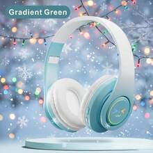 Nuevo tipo de auriculares supraaurales luminosos, auriculares supraaurales inalámbricos plegables, batería de 150mAh, adecuados para llamadas, juegos, música, ocio y entretenimiento, auriculares supraaurales de estilo lindo, regalo para la novia, carga Tipo-C, recargable - Ver 8