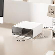1 pieza Caja de almacenamiento de escritorio de plástico apilable de gran capacidad, rectangular minimalista de color blanco puro con cajón transparente, organizador de artículos de papelería para estudiantes, organizador de escritorio para la vuelta a la escuela - Blanco - Ver 10