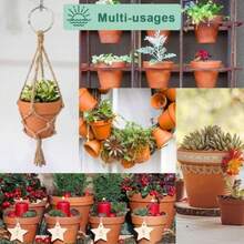 vensovo - Macetas de terracota y arcilla de 6 pulgadas para plantas con platillo, paquete de 4 macetas de terracotta mediana con orificio de drenaje, maceta para plantas de interior y exterior - Ver 4