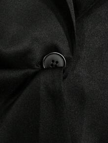 Women's Elegant Autumn/Winter Commute Daily Solid Color Lace Patchwork Asymmetric Ruffle Sleeve Slim Fit Single-Breasted One-Button Long Sleeve Blazer Jacket With Lining - Black - View 7