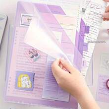 1pc 6-Layer Transparent L-Shaped Folder, Gradient Color PP Waterproof Material, Large Capacity Storage For Test Papers And Bills, Suitable For Student Exam Preparation Organization And Office Document Filing, Portable Loose-Leaf File Storage Bag, School Supplies - A - View 11