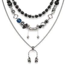 Multi-Style Combination Fashion Stainless Steel Unisex Mid-Length Necklaces, Personalized Mainstream Design Suitable For Holiday Parties, Music Festivals, DJ Bars, Street Style Accessories - Silver - View 3