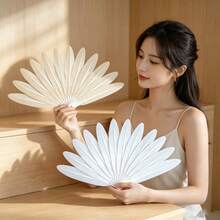 Realistic Feather Design Folding Fan, Macaron Color Portable Handheld Folding Fan, Multiple Colors Available, Summer Refreshing Cooling Fan - Feather Fan - View 7