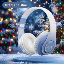 Nuevo tipo de auriculares supraaurales luminosos, auriculares supraaurales inalámbricos plegables, batería de 150mAh, adecuados para llamadas, juegos, música, ocio y entretenimiento, auriculares supraaurales de estilo lindo, regalo para la novia, carga Tipo-C, recargable - Ver 13