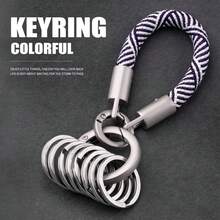 2026 New Woven Rope Keychain, High-Load Metal Ring Key Ring, Minimalist Elegant Textured Key Holder, Suitable For Outdoor, Daily Use, Business Gift - Multicolor - View 11