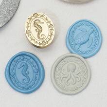 海洋風格系列 3D 浮雕蠟封印章 銅頭 1個 - 適用於情書、邀請函、節日卡片、日記本、剪貼簿裝飾、DIY 手作 - 海洋系列蠟封印章 - 查看 5
