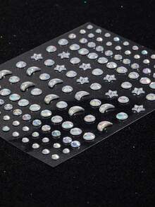 1套免穿孔黏貼式眉毛、嘴唇、額頭身體與臉部飾品 - 彩色 - 查看 3