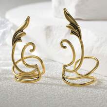 DIYCCPC Vintage Swirl Design Women's Ear Clips, 3D Design, Personalized Copper Jewelry For Women - Gold - View 4