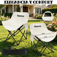 Set de 2 sillones plegables portátiles con funda de transporte, ligeros para camping, playa y excursiones al aire libre - Blanco - Ver 5