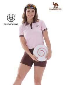 CAMEL CROWN Women's Outdoor Sports T-Shirt, Polo Shirt Short Sleeve Top, Comfortable Breathable Quick-Dry, Suitable For Spring And Summer All Year Round - Ice Essence Powder - View 1