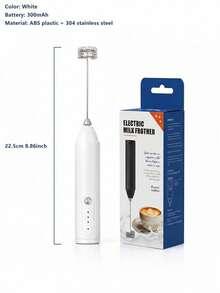 1 pieza Batidor de leche de mano para café, batidor eléctrico recargable con cabezal de acero inoxidable 304, 3 velocidades, mezclador de bebidas, batidor de café para leche, latte, cappuccino, chocolate caliente - Multicolor - Ver 10