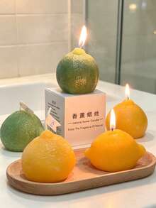 1pc Lemon Scented Candle, Lemon Fragrance, Home Decor Candle, Suitable For Valentine's Day, Wedding, Birthday, Bedroom, Bathroom And Decoration - Multiple Styles - View 4