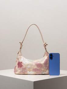 (隨機圖案) 肩背包、亮片包、花卉熱門款、刺繡包、女士手提包、晚宴穿搭、舞會配件、婚禮用品、優雅、禮物 - 彩色 - 查看 3