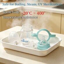 1件 150ml/240ml 玻璃嬰兒奶瓶，耐熱至400℃，柔軟矽膠防脹氣奶嘴，耐咬，重力球吸管讓吸吮更順暢，適合嬰兒多個階段使用 - 藍色 - 查看 6