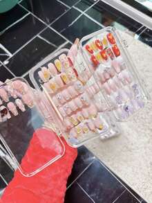 1pc Portable Nail Art Storage Box, Multi-Layer Nail Polish Organizer, Includes Nail Art Tape Set, Essential For Nail Artists, Compact Travel Nail Art Storage Box, Nail Art Tool Set - Multicolor - View 4