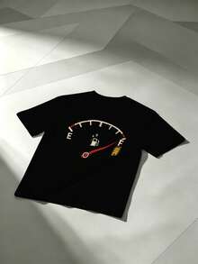 "Vintage Beer Mug Print" Pattern Sports Men Plus Size Top, Funny T-Shirt, Summer, Halloween Series - Polyester Knit Fabric, Round Neck Design, Regular Fit - Black - View 4