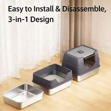 Flip-Top Design Cat Litter Box, Effectively Prevents Litter Scatter. Fully Enclosed Design Helps Contain Odors. Suitable For Cats Under 5kg. Comes With Litter Scoop. - one-size - View 4