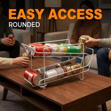 1 Pack, Double Layer Widened Large Capacity Beverage Storage Rack, Sliding Roller Design For Easy Access, Stable Anti-Toppling, Hollow Drainage To Keep Cans Dry, No Assembly Required, Rust-Proof & Scratch-Resistant, Strong Load-Bearing Not Easy To De - View 5