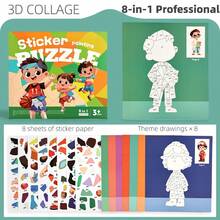 Children's 3D Puzzle Sticker Book - Portable Quiet Book, Montessori Preschool Activity, Develops Creativity And Motor Skills, Birthday Gift - Multicolor - View 13