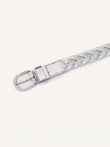 2/1pc Women's Fashionable Woven PU Belt With Square Buckle, An Ideal Accessory Designed Specifically For Dresses - Multicolor - View 7
