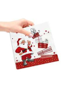 20pcs/1pc Santa Claus And Gift-Patterned Napkins-Convenient, Decorative Paper Napkins For Christmas Dining Tables; Suitable For Use In Homes, Restaurants, Hotels, And Cafes During Christmas And New Year's Celebrations. - One Size Fits All - View 9