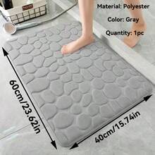 1pc Coral Velvet Stone Texture Embossed Floor Mat, Pebble Anti-Slip Door Mat, Waterproof Absorbent Cushioned Mat For Kitchen, Laundry Room, Bedroom, Bathroom - Multicolor - View 17