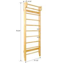 [Free Shipping] Gymnastics Wood Stall Bar, Multi-Use Swedish Ladder- Wall Mounted Pull Up Bar-Physical Therapy For Stretching And Various Exercises,Indoor Home Gym Workout Yoga-XY869461 - Multicolor - View 8